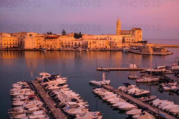 View of marina and old town in the evening