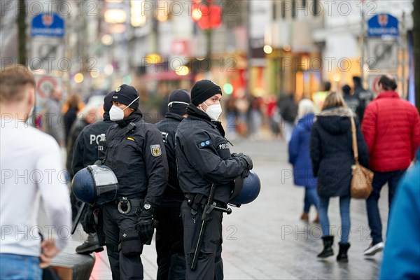 Police officers on the fringes of a demonstration by Querdenker against the Corona measures Koblenz
