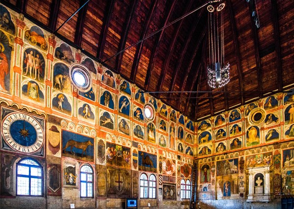 Council Chamber entirely painted with 15th century astrological and religious fresco cycle