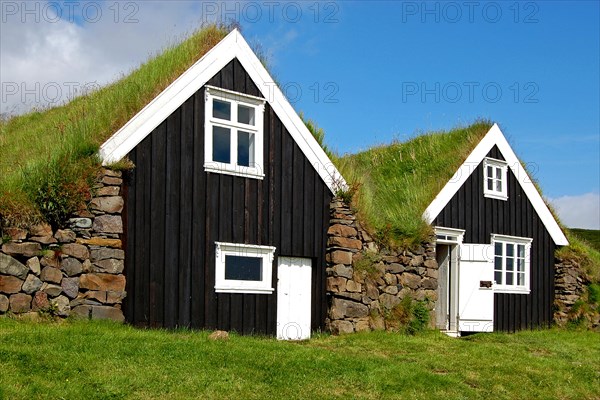 Grass sod houses in Skaftafell National Park