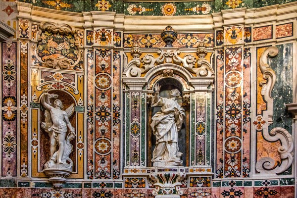 Baroque chapel with 18th century marble mosaics and statues San Cataldo Cathedral