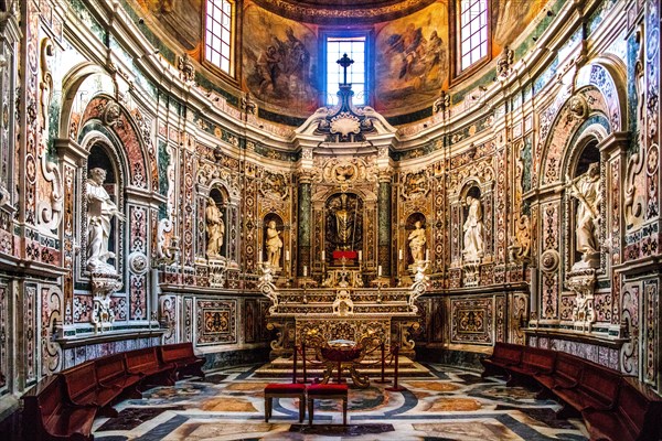 Baroque chapel with 18th century marble mosaics and statues San Cataldo Cathedral