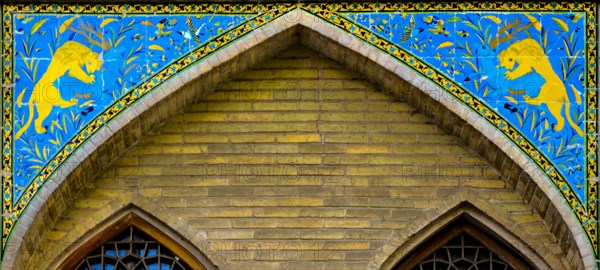 Tile work with depictions of various animal scenes