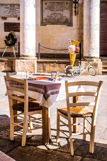 Piazza Salandra with ice cream cafe in front of Palazzo della Pretura