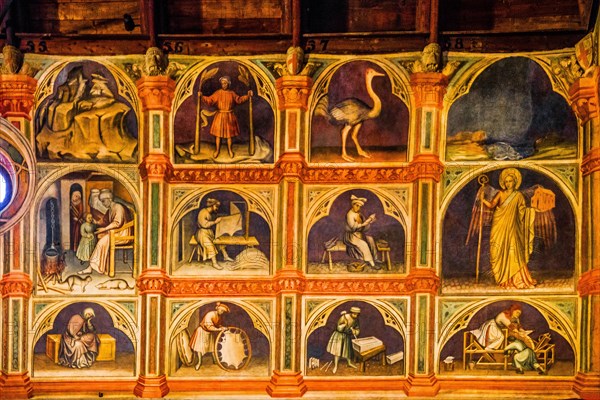 Council Chamber entirely painted with 15th century astrological and religious fresco cycle