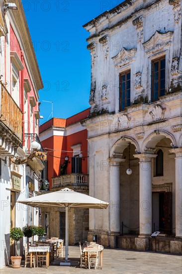 Piazza Salandra with ice cream cafe in front of Palazzo della Pretura