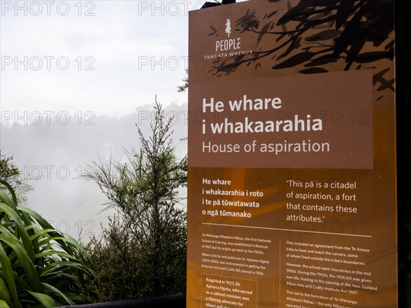 Notice board in the Maori settlement of Whakararewa