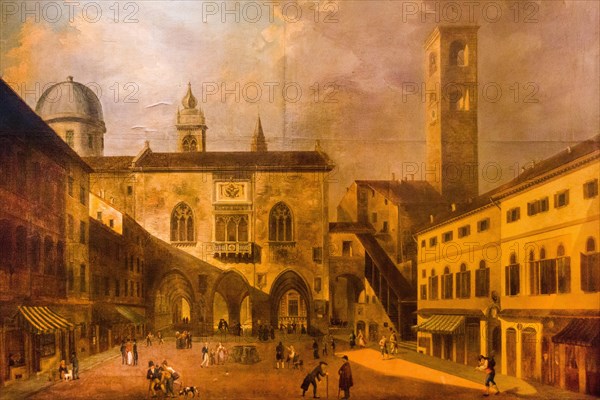 Historical painting of Piazza Vecchia