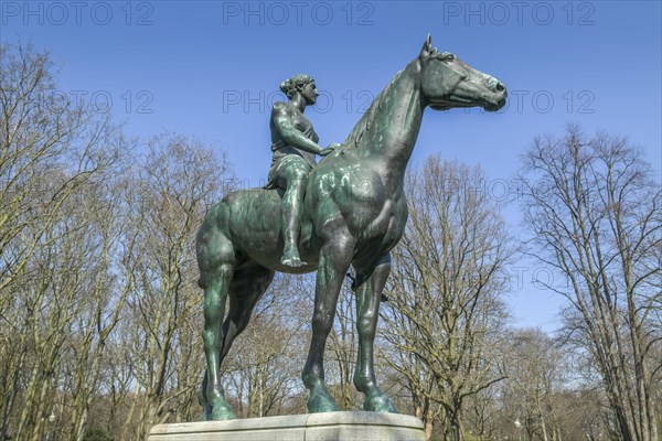 Bronze figure Amazon on horseback