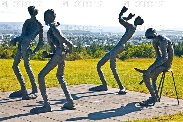 Sculpture group in front of Perlan