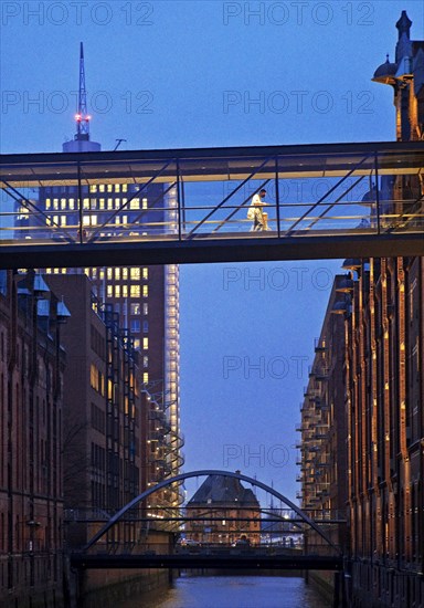 View from the Sand Bridge to Columbus House in the evening