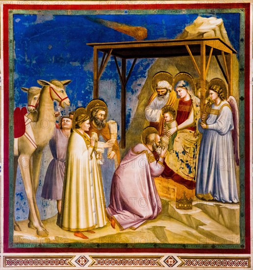 Fresco: Adoration of Jesus by the Magi with Halley's Comet
