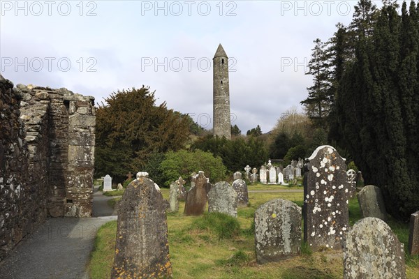 Round tower and cemetery on the Glendalough