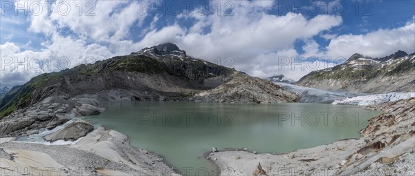 Alpine landscape with Rhone glacier and Rhone spring