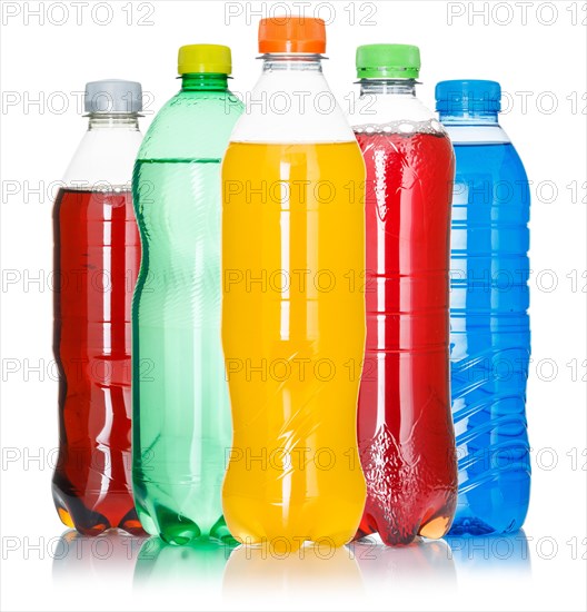 Bottles with colourful drinks