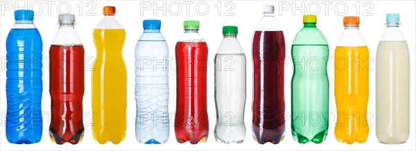 Bottles with colourful drinks