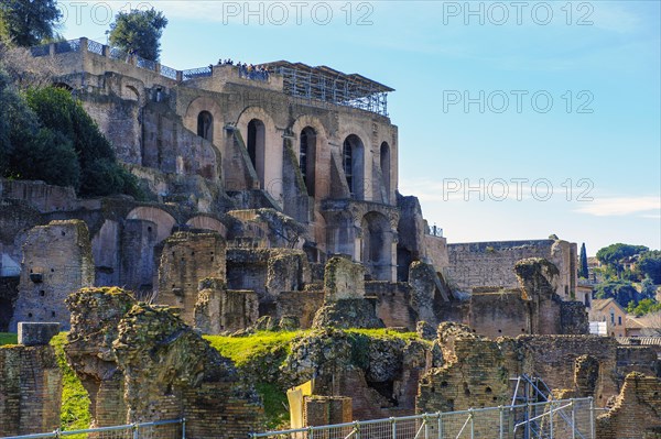 View of ruins of historical houses in ancient Rome