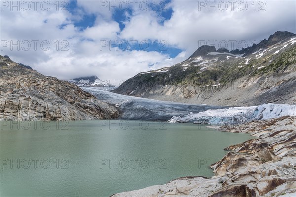 Alpine landscape with Rhone glacier and Rhone spring