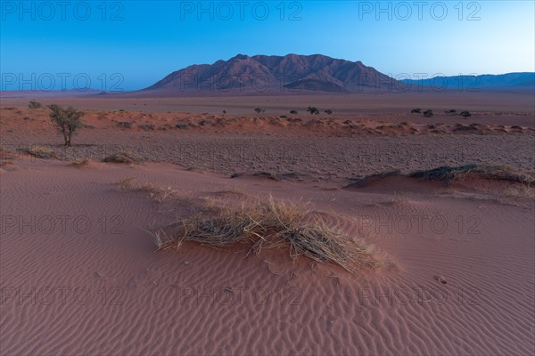 The foothills of the Namib Desert with Losberg Mountain in the background in front of sunrise