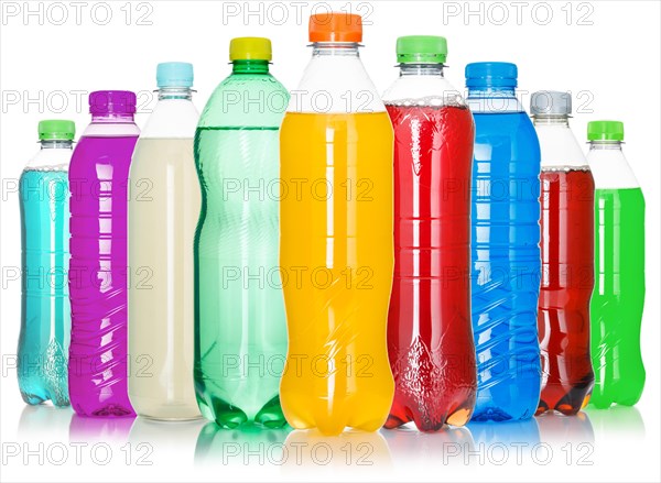 Bottles with colourful drinks