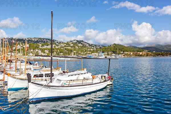 Marina harbour with boats holiday travel town in Majorca in Port d'Andratx