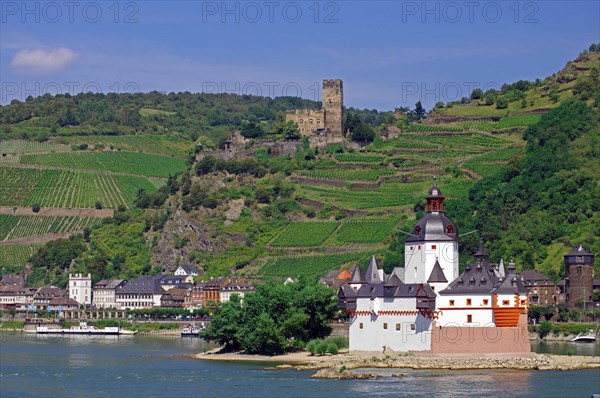 Pfalzgrafenstein Castle in the Rhine and Gutenfels Castle