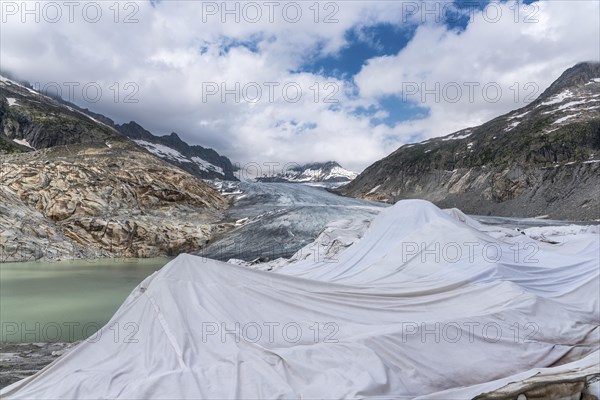 Alpine landscape with Rhone glacier and Rhone spring