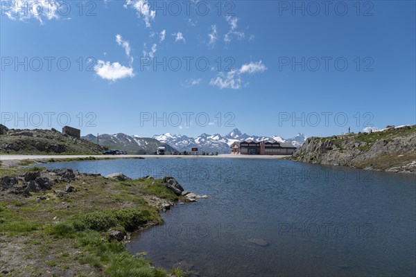 Alpine landscape near the Nufenen Pass with the Finsteraarhorn in the background