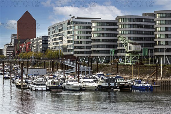 Five Boats office building with marina