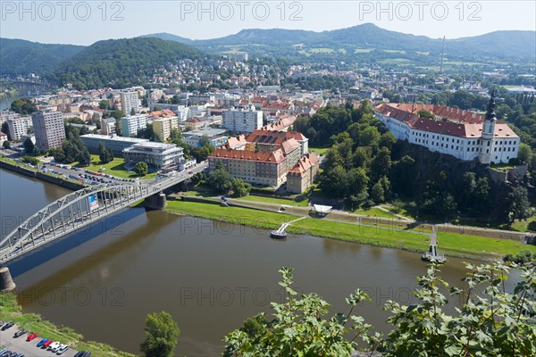 View of the castle and Decin on the Elbe seen from the Shepherd's Wall