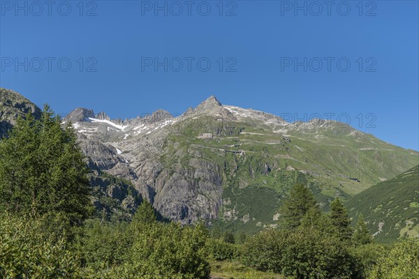 Landscape of the Rhone valley near the hamlet of Gletsch