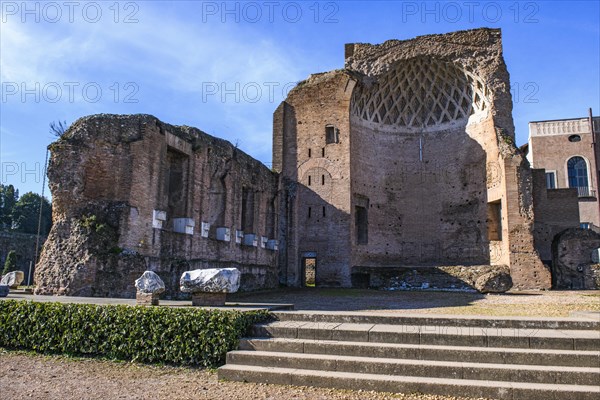 View of historical ruins of Cella of Venus in double temple Temple of Venus and of the City Goddess Roma