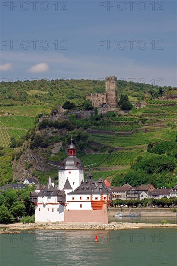 Pfalzgrafenstein Castle in the Rhine and Gutenfels Castle