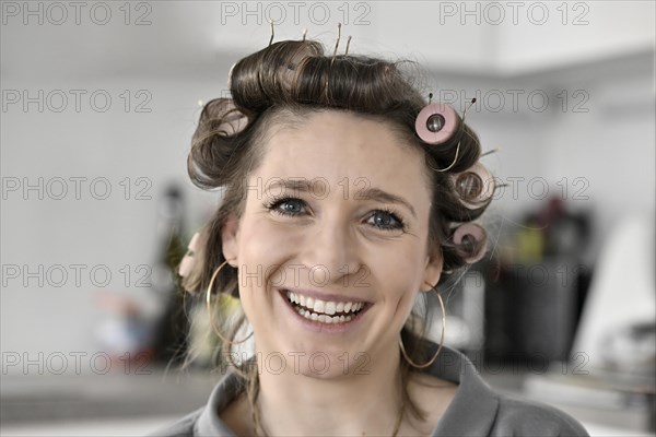 Woman with curlers