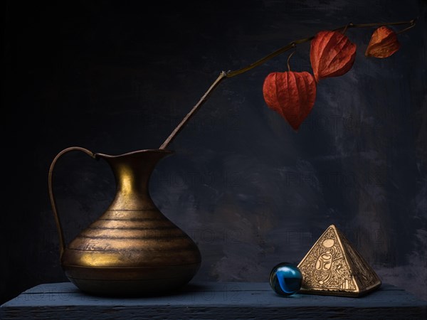 Still life with gilded pyramid