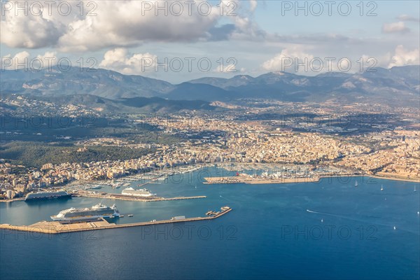 City with sea holiday travel aerial view in Palma de Majorca