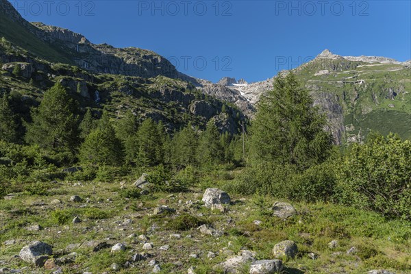 Landscape of the Rhone valley near the hamlet of Gletsch