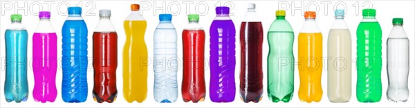 Bottles with colourful drinks