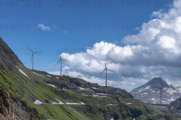 Wind turbine below Lake Gri near the Nufenen Pass