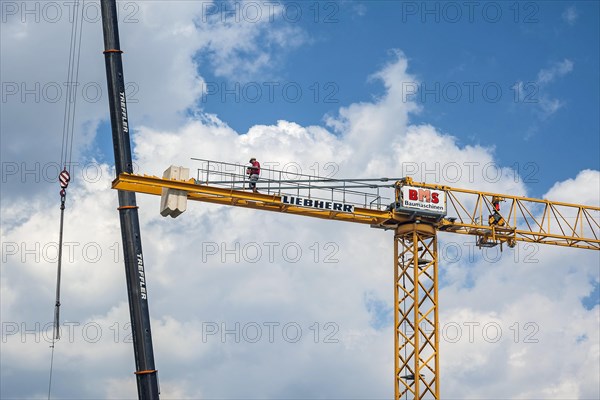 A crane is being erected