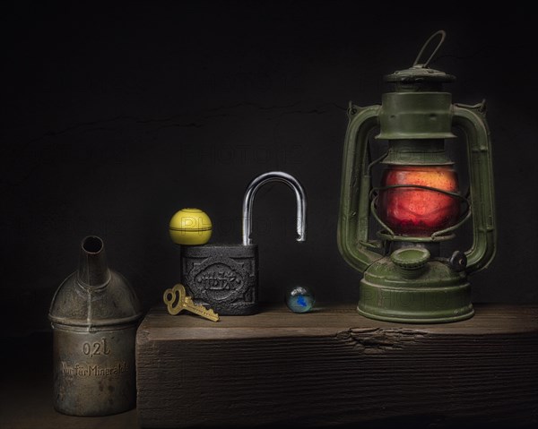 Still life with old oil can