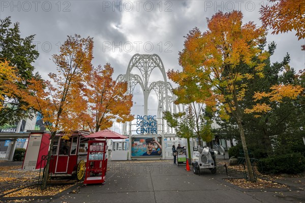 Square with autumnal trees