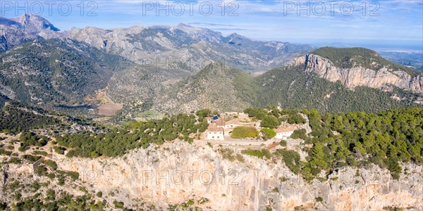 Ruin of the Castle Castell Alaro in Majorca Landscape Mountains Mountain Vacation Travel Aerial Photo Panorama in Alaro