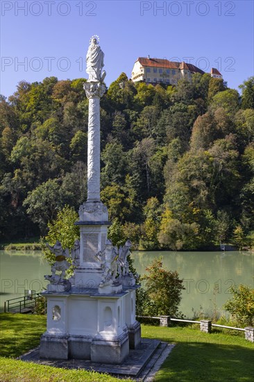 Marian Column with Neuburg am Inn Castle