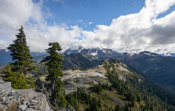 View from Table Mountain of Mt. Shuksan with snow and glacier