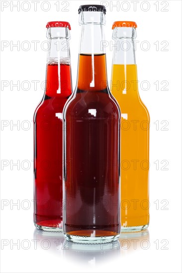 Bottles with colourful drinks