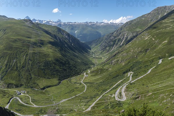 Alpine landscape with Nufenen Pass road