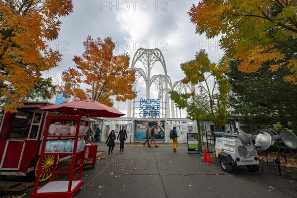 Square with autumnal trees