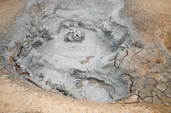 Bubbling mud spring in the Hveraroend geothermal area