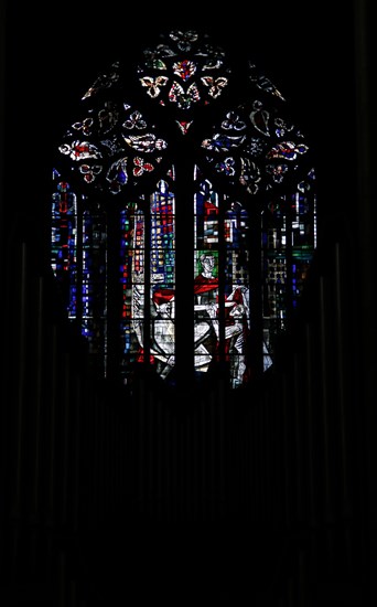 Church window by Hans Gottfried von Stockhausen above the main organ in Ulm Cathedral